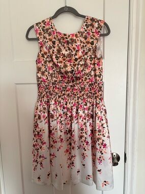 Women’s Floral Pink and Brown Sleeveless Dress